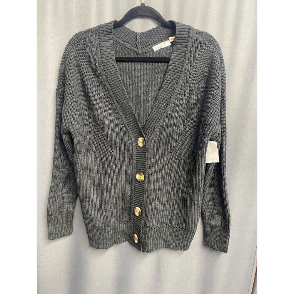 Cloth By Design Cardigan Womens XS Gray Knit Button Front V Neck Long Sleeve B63